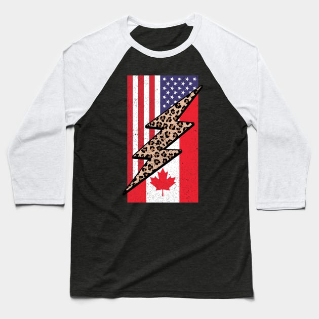 Half American Half Canadian Leopard Print From Canada Baseball T-Shirt by Way Down South